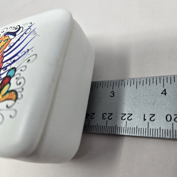 Italian Dragon Perugia Trinket Square Dish Hand Made & Painted Vibrant Unique - Picture 9 of 11